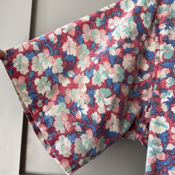 Reyn Spooner Shirt Mens Large Hawaiian Floral Vintage Aloha Casual Pink Blue - Picture 5 of 12